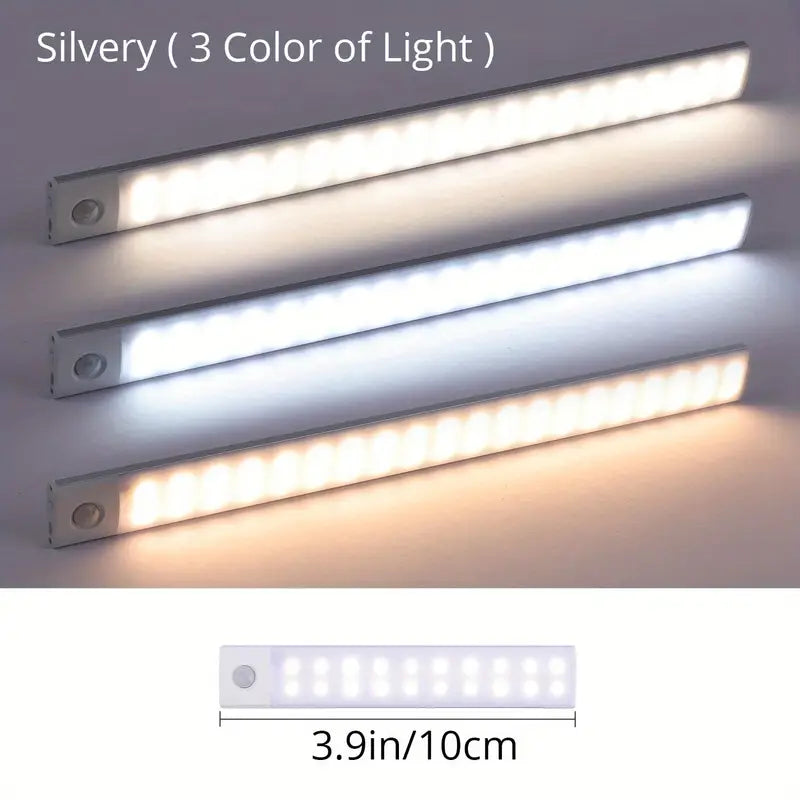 LED Motion Sensor Cabinet Light, Under Counter Closet Lighting, Wireless Magnetic USB Rechargeable Kitchen Night Lights, Battery Powered Operated Light For Wardrobe Closets Cabinet Cupboard