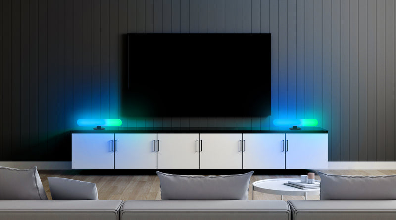 HISS Color LED Light Bars With Smart Lighting, RGBIC Ambient Backlighting With Multiple Color Modes And Lightshow Modes, Remote Control and App Control, Digital Multicolor Ambient Light Bar Pair With Smart LED Ambience Lighting, Music Sync, Two Light Bars