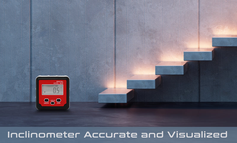 Digital Angle Gauge Inclinometer, Measure 0-180 Degree Four Sides, Magnetic Attachment, Measure in Regular or Relative Modes