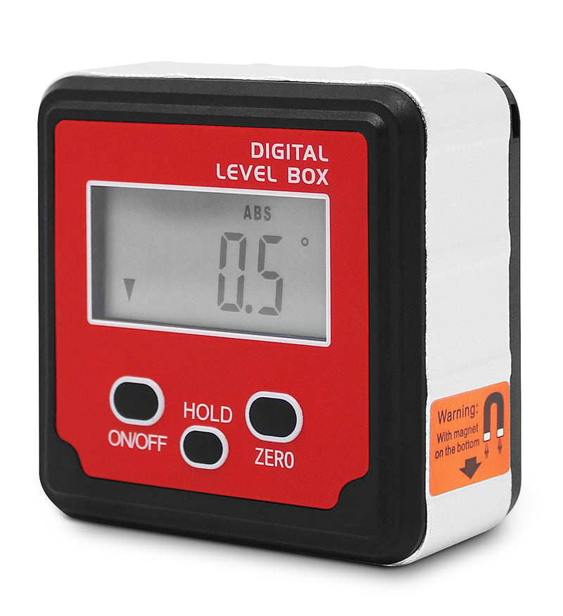 Digital Angle Gauge Inclinometer, Measure 0-180 Degree Four Sides, Magnetic Attachment, Measure in Regular or Relative Modes