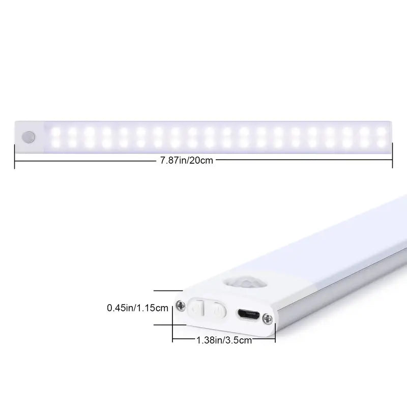 LED Motion Sensor Cabinet Light, Under Counter Closet Lighting, Wireless Magnetic USB Rechargeable Kitchen Night Lights, Battery Powered Operated Light For Wardrobe Closets Cabinet Cupboard
