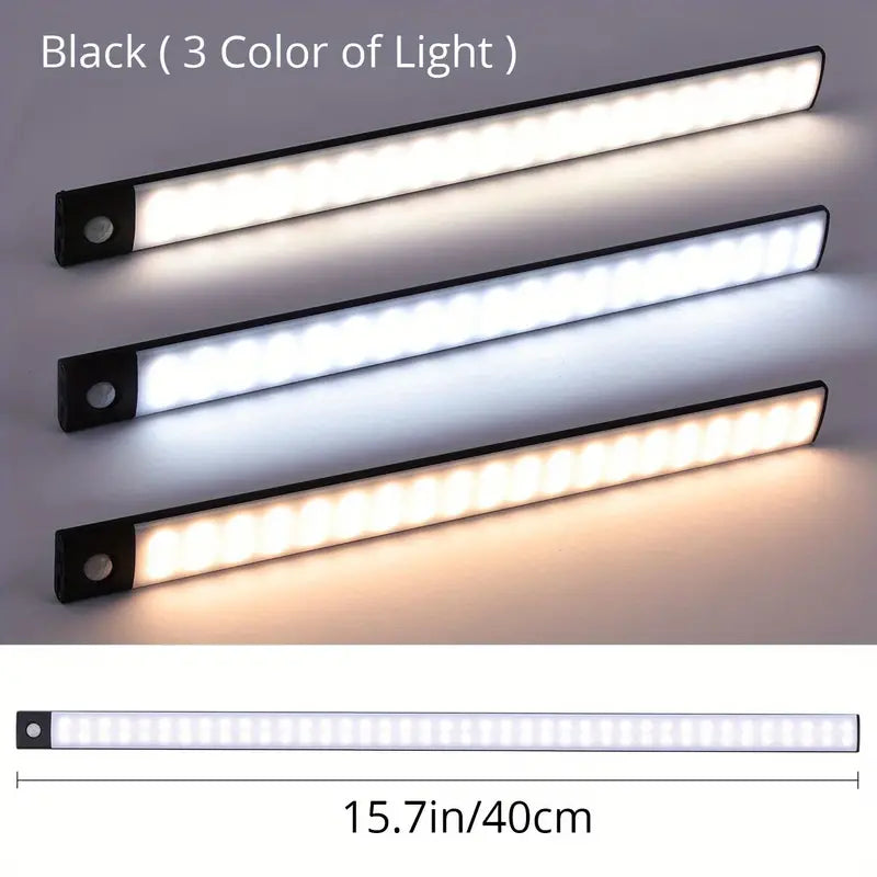 LED Motion Sensor Cabinet Light, Under Counter Closet Lighting, Wireless Magnetic USB Rechargeable Kitchen Night Lights, Battery Powered Operated Light For Wardrobe Closets Cabinet Cupboard