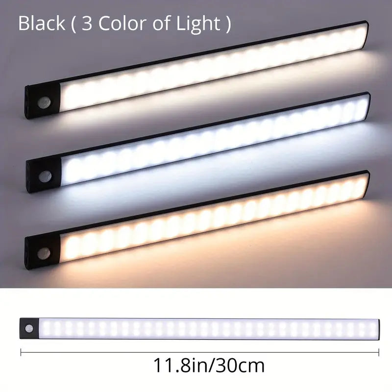 LED Motion Sensor Cabinet Light, Under Counter Closet Lighting, Wireless Magnetic USB Rechargeable Kitchen Night Lights, Battery Powered Operated Light For Wardrobe Closets Cabinet Cupboard